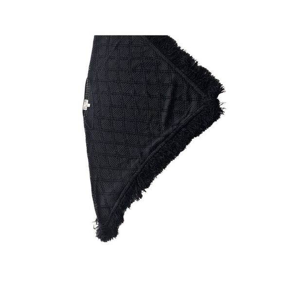 St. John Collection Women Black Ladder Lace Cut-Out Fringe Poncho Sweater Large - Picture 8 of 14